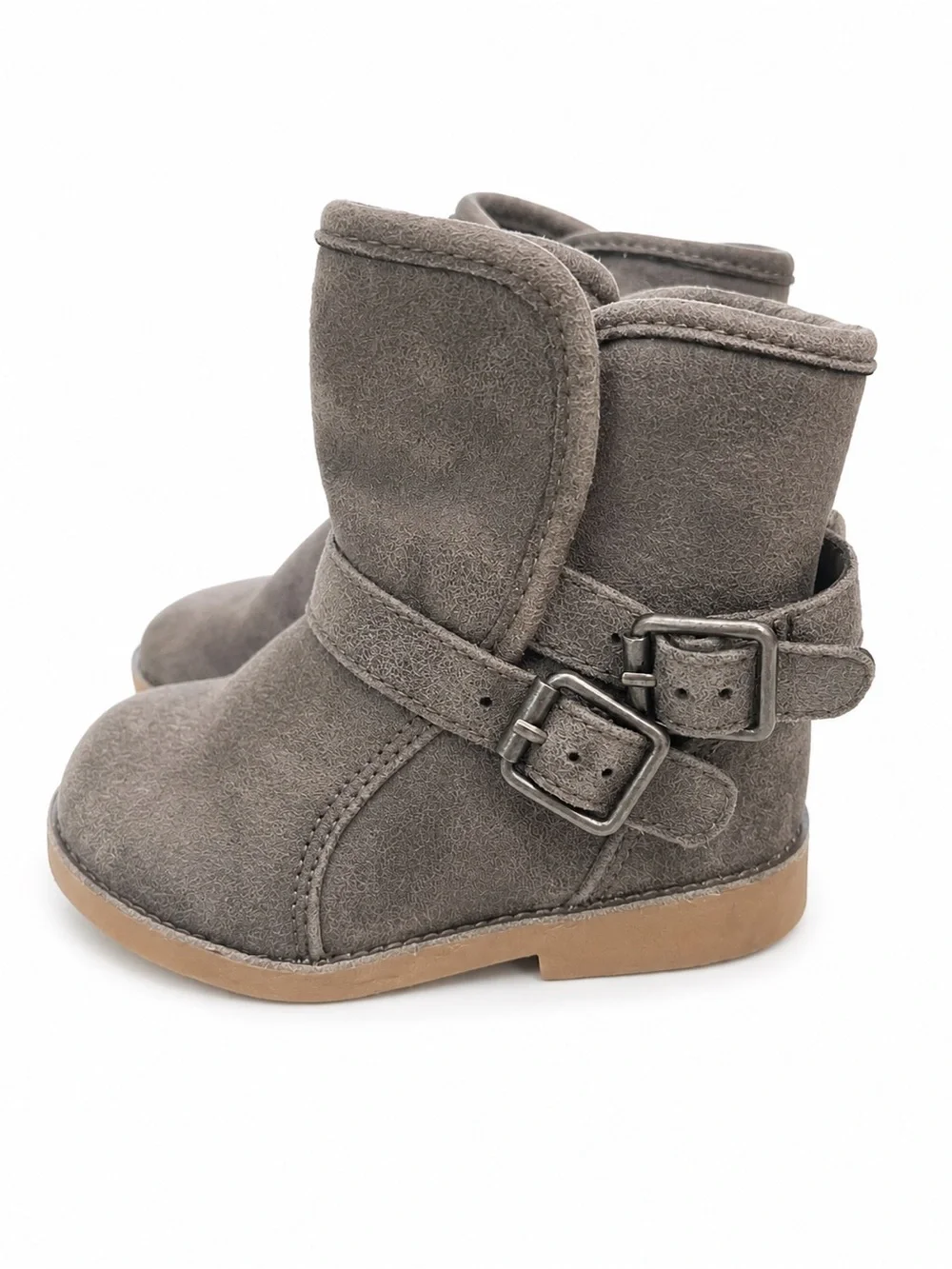 Girls Gray Children’s Place Suede Double-Buckle Ankle Boots